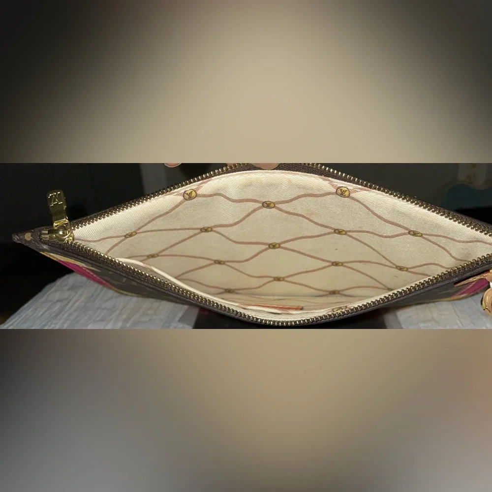 LOUIS VUITTON SIGNATURE LV MONOGRAM TRUNK NEVERFULL WRISTLET POUCH CLUTCH RARE - Picture 7 of 14